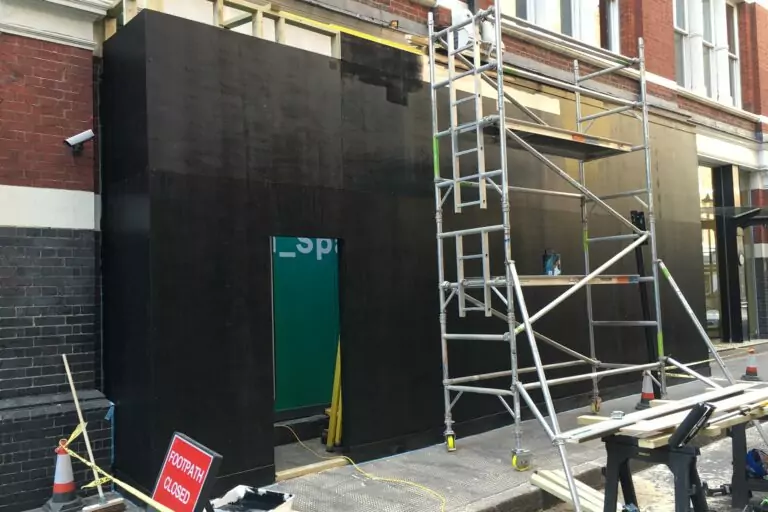 Timber site hoarding installation by Lavastar