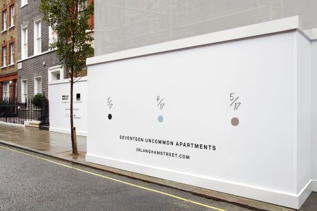 Simplistic hoarding graphics printed onto dibond and installed in London