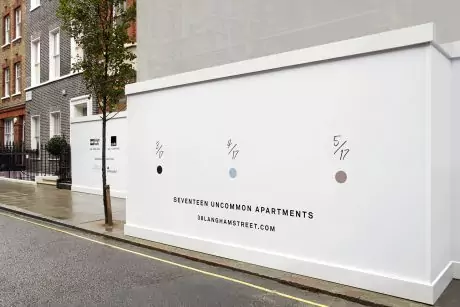 Simplistic hoarding graphics printed onto dibond and installed in London