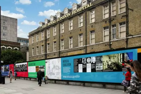 Royal London Hospital printed hoarding design