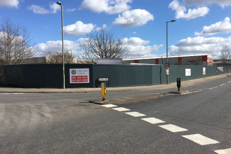 Printing of a timber site hoarding carried out by Lavastar