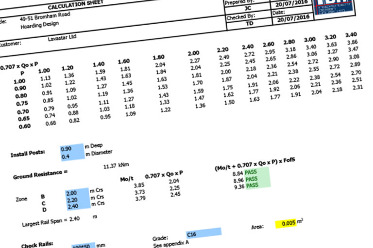 Site hoarding wind loading drawings