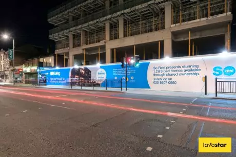 Hoarding signage for a housing development printed on Dibond panels