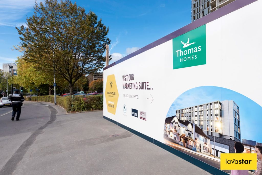 full colour printed dibond hoarding at a site