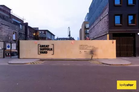 Printed hoarding boards with wood effect