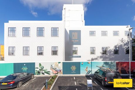 Like for like printed building wrap design CGI