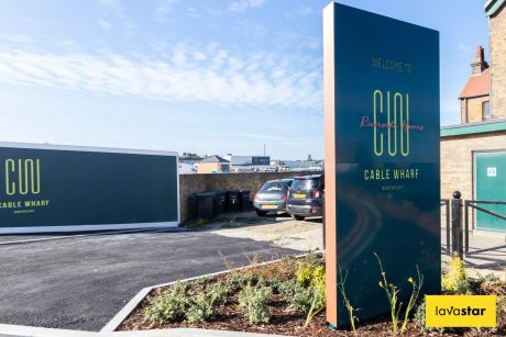 Welcome to Riverhomes at Cable Wharf, Northfleet sign