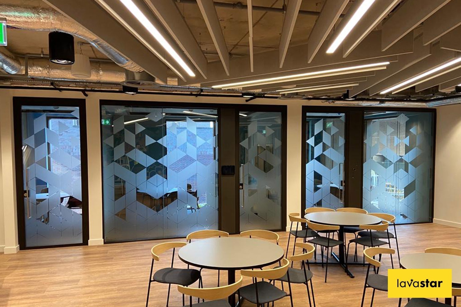 Cut frosted office window vinyl