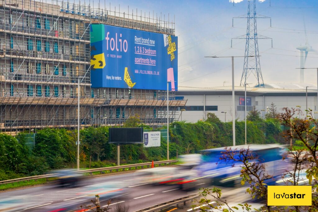 Mesh printed scaffolding banner installed in London