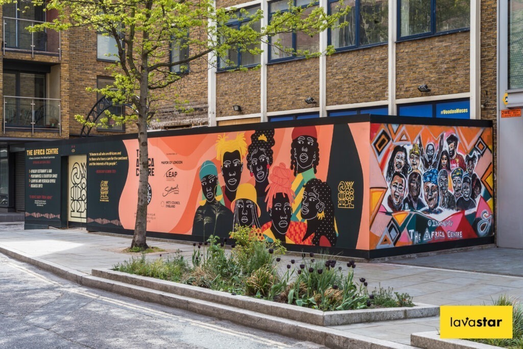 Cool printed hoarding design in London