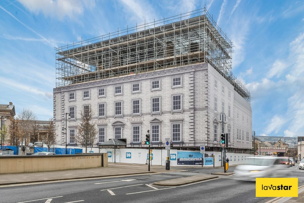 Printed building wrap in Huddersfield installed of a bespoke sub frame to create a high end finish