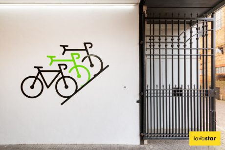 Routed aluminium wall fixed bike store sign to assist with navigating around business park
