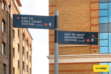 Aluminium finger post sign to help with wayfinding in London at a business park