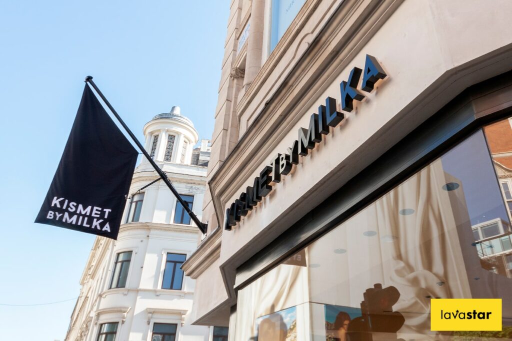 High end built up retail illuminated shopfront lettering at store in central London
