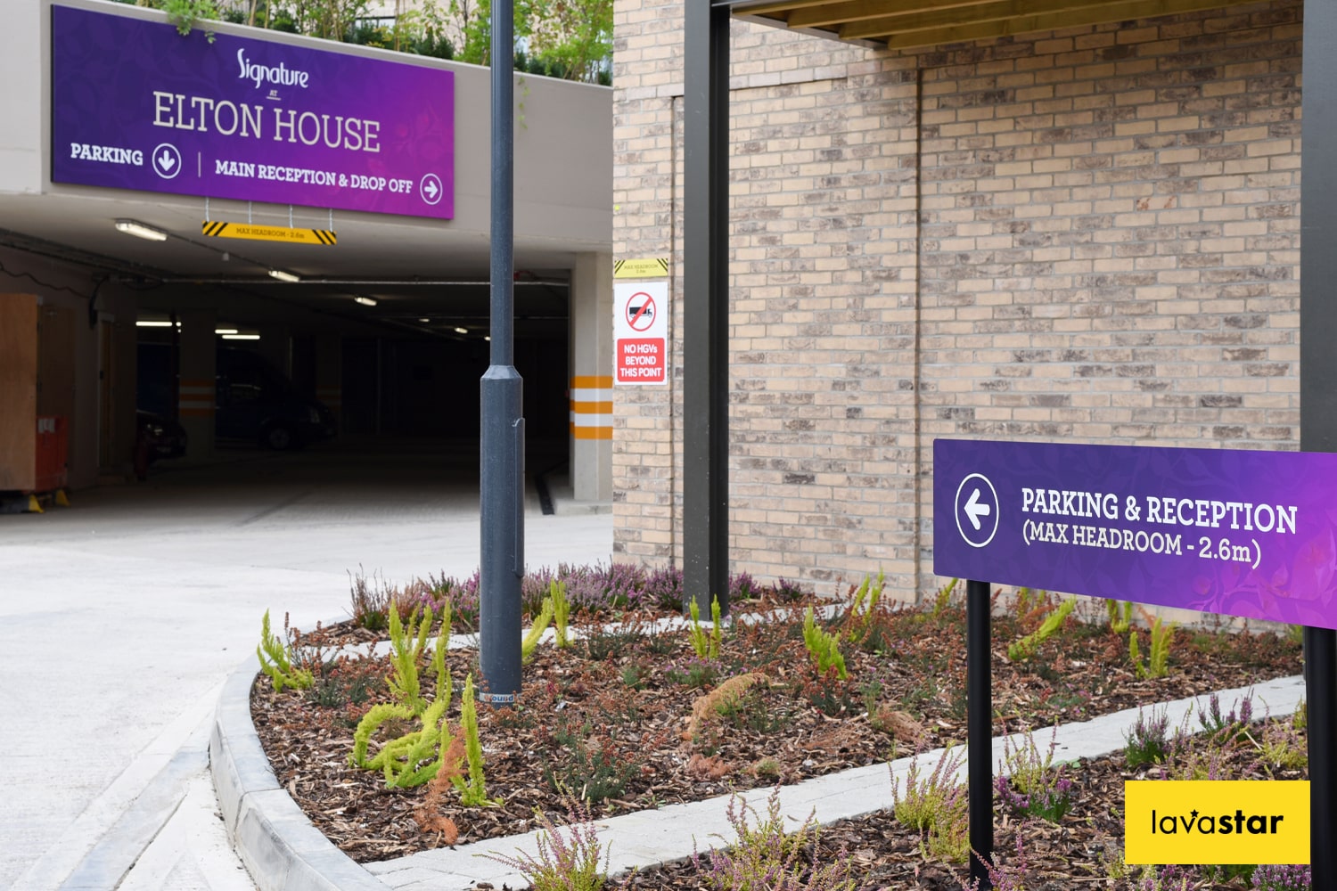 In ground and wall fixed Navigational signage at a care home