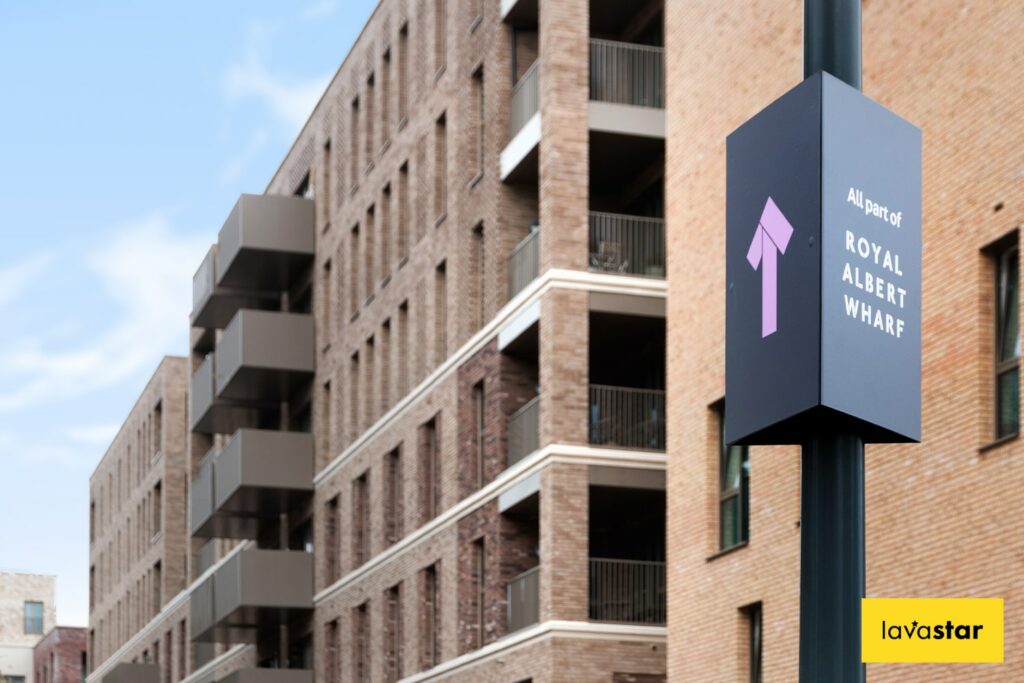 Outdoor street post bespoke wayfinding signage