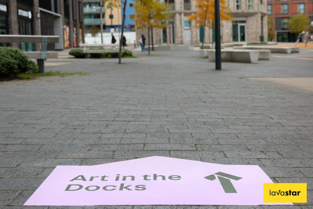 Wayfinding printed floor graphics installed externally