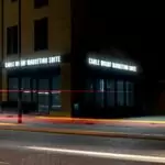 Bespoke aluminium fascia sign with built up LED illuminated lettering.
