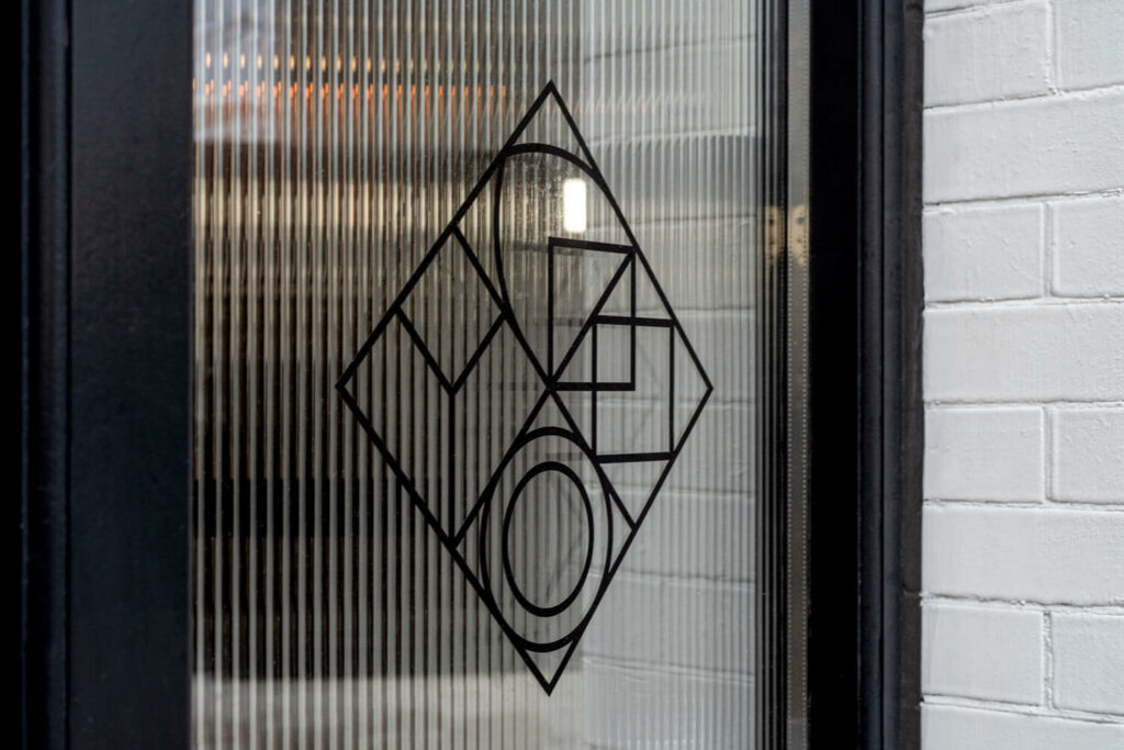 Reeded vinyl for office reception area glass