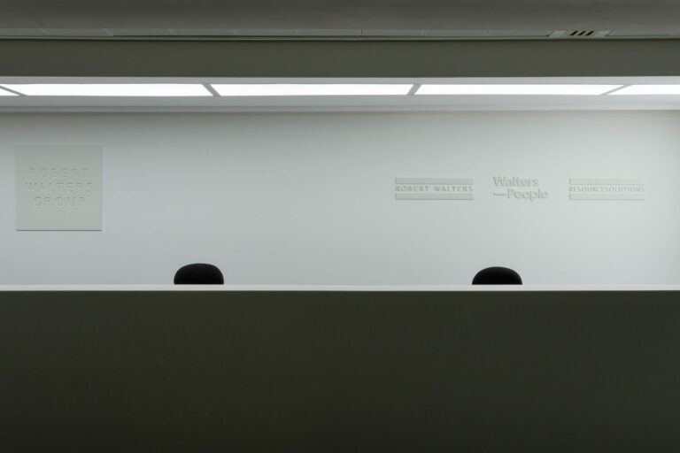 Company logos featuring on reception area wall