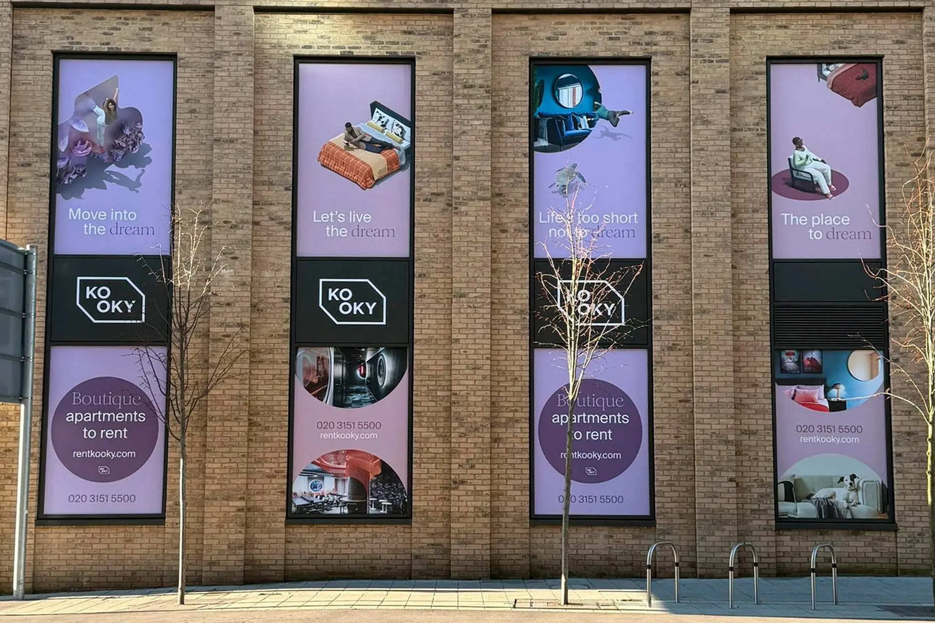 Printed vinyl graphics fully covering glazing